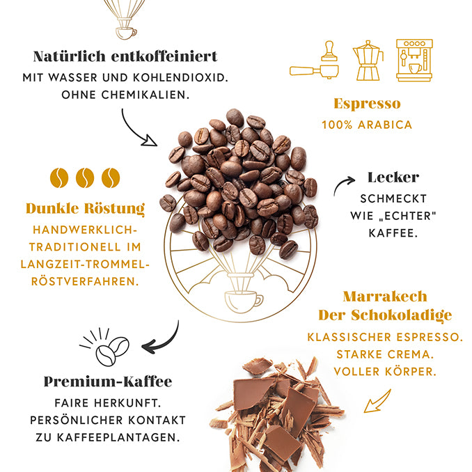 Entkoffeinierter Espresso MARRAKECH - DER SCHOKOLADIGE